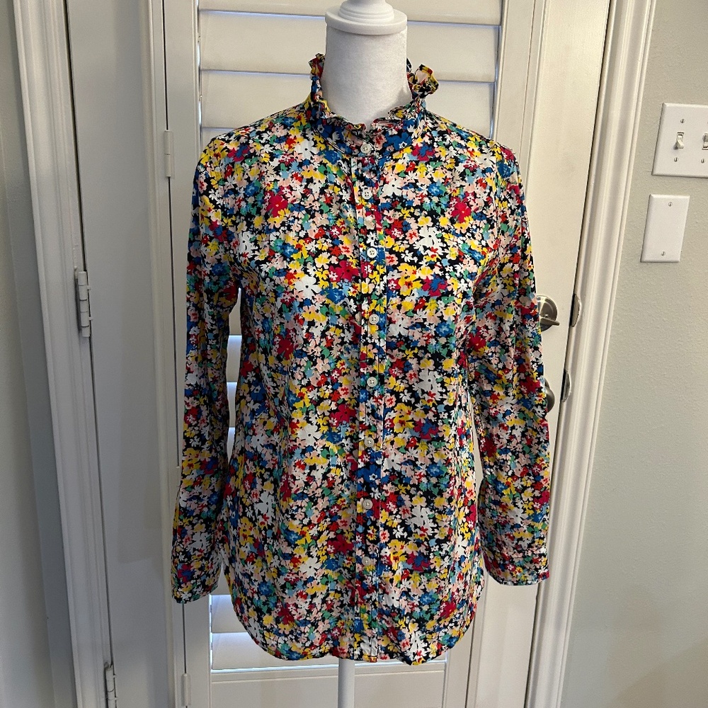 Talbots Floral Button Down Long Sleeve Shirt Size P